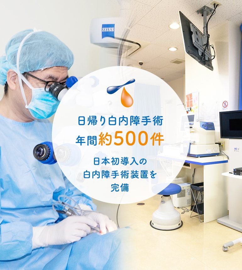 日帰り白内障手術年間約500件 日本初導入の白内障手術装置を完備